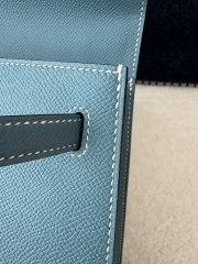 Kelly 25cm in imported Epsom grained leather, CC75 Blue Jean (denim blue) with gold hardware.