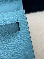 Kelly 25cm in imported Epsom grained leather, P3 Blue du Nord (northern blue) with gold hardware.