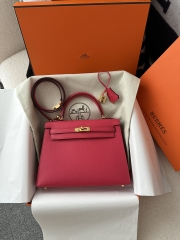 Kelly 25cm in Imported Epsom Grained Leather, I6 Rose Extreme (Vibrant Pink) with Gold Hardware