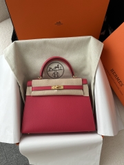 Kelly 25cm in Imported Epsom Grained Leather, I6 Rose Extreme (Vibrant Pink) with Gold Hardware