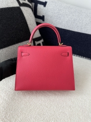 Kelly 25cm in Imported Epsom Grained Leather, I6 Rose Extreme (Vibrant Pink) with Gold Hardware