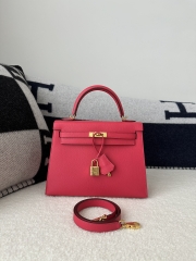 Kelly 25cm in Imported Epsom Grained Leather, I6 Rose Extreme (Vibrant Pink) with Gold Hardware