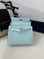 Kelly 25cm in Imported Epsom Grained Leather, U2 Bleu Zephyr (Breeze Blue) with Silver Hardware
