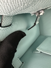Kelly 25cm in Imported Epsom Grained Leather, U2 Bleu Zephyr (Breeze Blue) with Silver Hardware