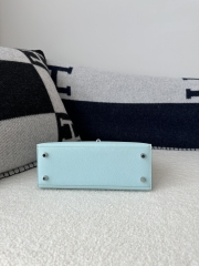 Kelly 25cm in Imported Epsom Grained Leather, U2 Bleu Zephyr (Breeze Blue) with Silver Hardware