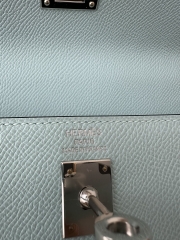 Kelly 25cm in Imported Epsom Grained Leather, U2 Bleu Zephyr (Breeze Blue) with Silver Hardware