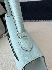 Kelly 25cm in Imported Epsom Grained Leather, U2 Bleu Zephyr (Breeze Blue) with Silver Hardware
