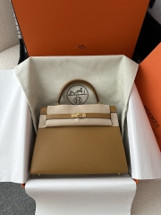Kelly 25cm in Imported Epsom Grained Leather, 2S Sesame with Gold Hardware