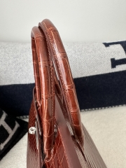 Birkin 35cm in Shiny Porosus Crocodile (top-grade imported HCP-dyed glossy crocodile leather, Nile crocodile with inverted 