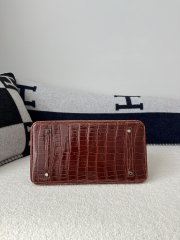 Birkin 35cm in Shiny Porosus Crocodile (top-grade imported HCP-dyed glossy crocodile leather, Nile crocodile with inverted 