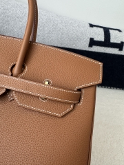 Birkin 35cm in imported Togo calfskin leather, CC37 Gold (classic brown) with gold hardware.