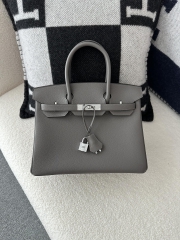 Birkin 30cm in Imported Togo Calfskin Leather, 8F Etain (Tin Grey) with Silver Hardware.