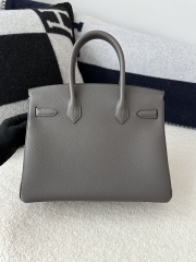 Birkin 30cm in Imported Togo Calfskin Leather, 8F Etain (Tin Grey) with Silver Hardware.