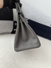 Birkin 30cm in Imported Togo Calfskin Leather, 8F Etain (Tin Grey) with Silver Hardware.