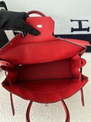 Birkin 35cm in Imported Togo Calfskin Leather, Q5 Rouge Casaque (Flag Red) with Silver Hardware.