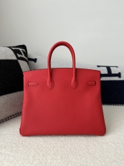 Birkin 35cm in Imported Togo Calfskin Leather, Q5 Rouge Casaque (Flag Red) with Silver Hardware.