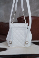 CHANEL 24P Duma Backpack White Genuine Leather
