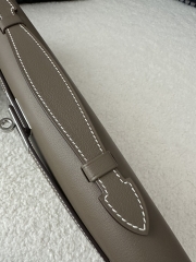 Kelly Cut 31cm Clutch in Imported Swift Calfskin, CK18 Etoupe Grey with Silver Hardware