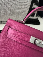 Kelly Mini II in Imported Epsom Leather, L3 Rose Purple with Silver Hardware
