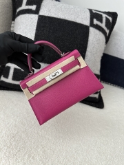 Kelly Mini II in Imported Epsom Leather, L3 Rose Purple with Silver Hardware