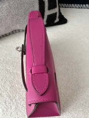 Kelly Pochette 22cm in Imported Swift Calfskin, L3 Rose Purple with Silver Hardware