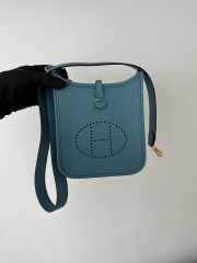 Mini Evelyne in Imported TC Clemence Leather, D2 New Blue Jean with Gold Hardware