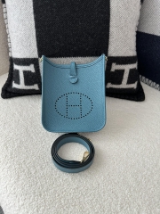Mini Evelyne in Imported TC Clemence Leather, D2 New Blue Jean with Gold Hardware