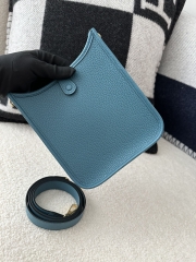 Mini Evelyne in Imported TC Clemence Leather, D2 New Blue Jean with Gold Hardware