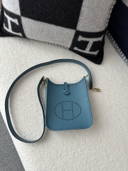 Mini Evelyne in Imported TC Clemence Leather, D2 New Blue Jean with Gold Hardware