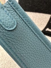Mini Evelyne in Imported TC Clemence Leather, D2 New Blue Jean with Gold Hardware