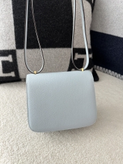 Constance 18cm New Mirror Edition in Imported Epsom Leather, T0 Blue Brume with Gold Hardware