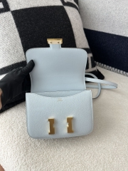 Constance 18cm New Mirror Edition in Imported Epsom Leather, T0 Blue Brume with Gold Hardware