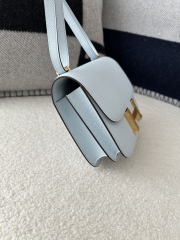 Constance 18cm New Mirror Edition in Imported Epsom Leather, T0 Blue Brume with Gold Hardware