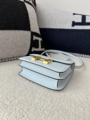 Constance 18cm New Mirror Edition in Imported Epsom Leather, T0 Blue Brume with Gold Hardware