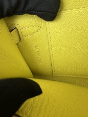 Kelly To Go Crossbody Wallet in Imported Chevre Goatskin, 9R Lime Yellow with Silver Hardware, 100% Handmade with Top-Quality Waxed Thread Stitching