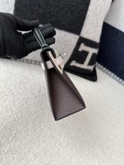 Kelly Mini II in Imported Epsom Leather, 0G Rouge Sellier Saddle Red with 09 Mauve Pale Dreamy Pink and CC89 Noir Black, featuring Silver Hardware