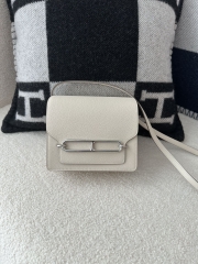 Roulis 18cm in Imported Evercolor Leather, CK10 Carie Milkshake White with Silver Hardware
