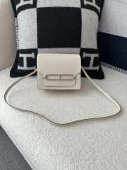 Roulis 18cm in Imported Evercolor Leather, CK10 Carie Milkshake White with Silver Hardware
