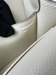Roulis 18cm in Imported Evercolor Leather, CK10 Carie Milkshake White with Silver Hardware