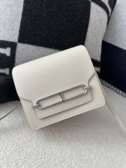 Roulis 18cm in Imported Evercolor Leather, CK10 Carie Milkshake White with Silver Hardware