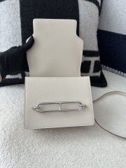 Roulis 18cm in Imported Evercolor Leather, CK10 Carie Milkshake White with Silver Hardware