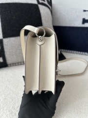 Roulis 18cm in Imported Evercolor Leather, CK10 Carie Milkshake White with Silver Hardware