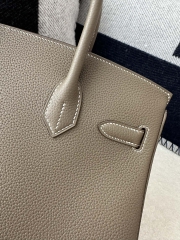 Birkin 30cm in Imported Togo Leather, CK18 Etoupe Grey with Silver Hardware.