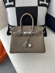 Birkin 30cm in Imported Togo Leather, CK18 Etoupe Grey with Silver Hardware.