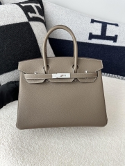 Birkin 30cm in Imported Togo Leather, CK18 Etoupe Grey with Silver Hardware.
