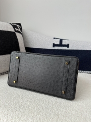 Birkin 35cm Touch in Imported Klein Karoo Ostrich Leather, CC89 Noir Black with Gold Hardware