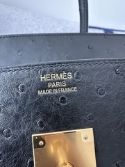 Birkin 35cm Touch in Imported Klein Karoo Ostrich Leather, CC89 Noir Black with Gold Hardware