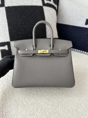 Birkin 25cm in Imported Togo Calfskin, CC8F Etain Pewter Grey with Gold Hardware