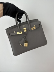 Birkin 25cm in Imported Togo Calfskin, CC8F Etain Pewter Grey with Gold Hardware