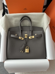 Birkin 25cm in Imported Togo Calfskin, CC8F Etain Pewter Grey with Gold Hardware